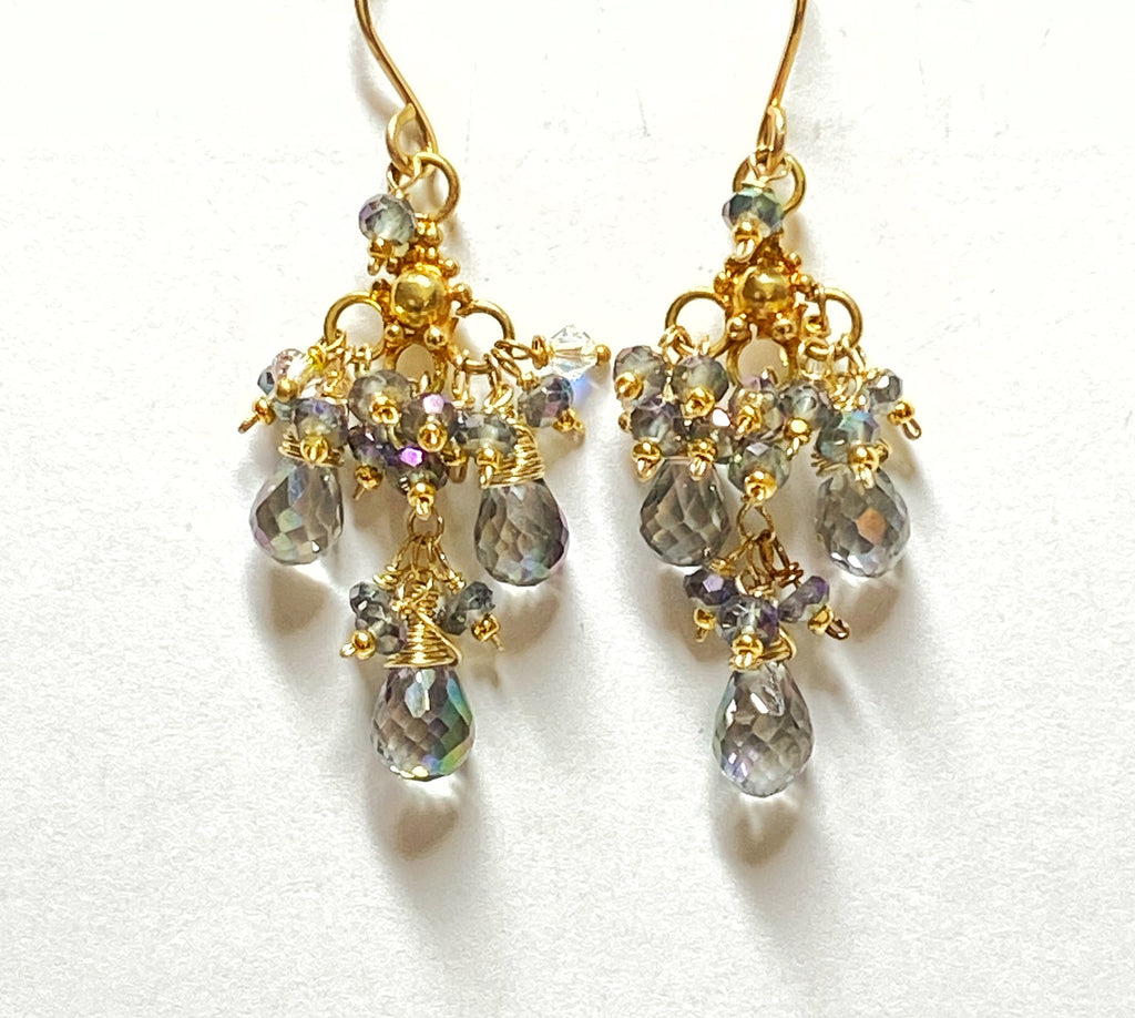 mystic topaz chandelier earrings in gold vermeil