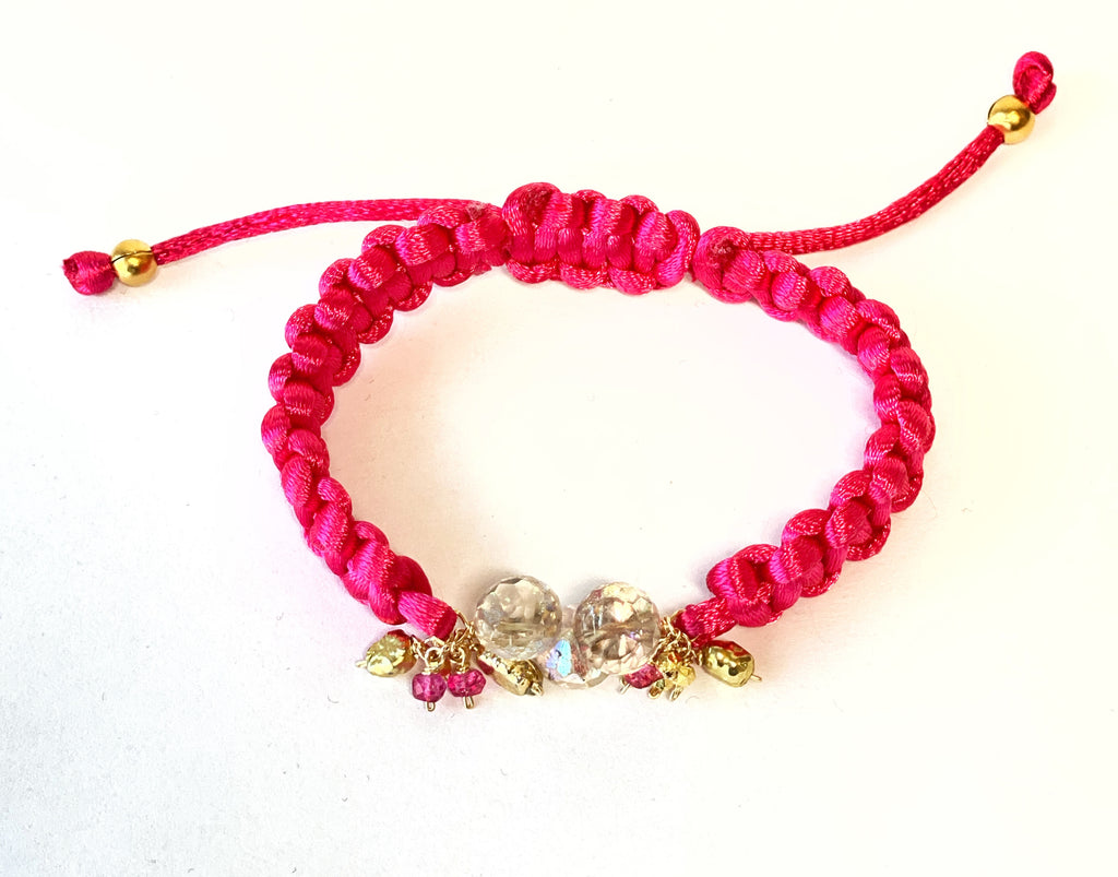 Mystic Pink Amethyst Pink Boho Macramé Bracelet