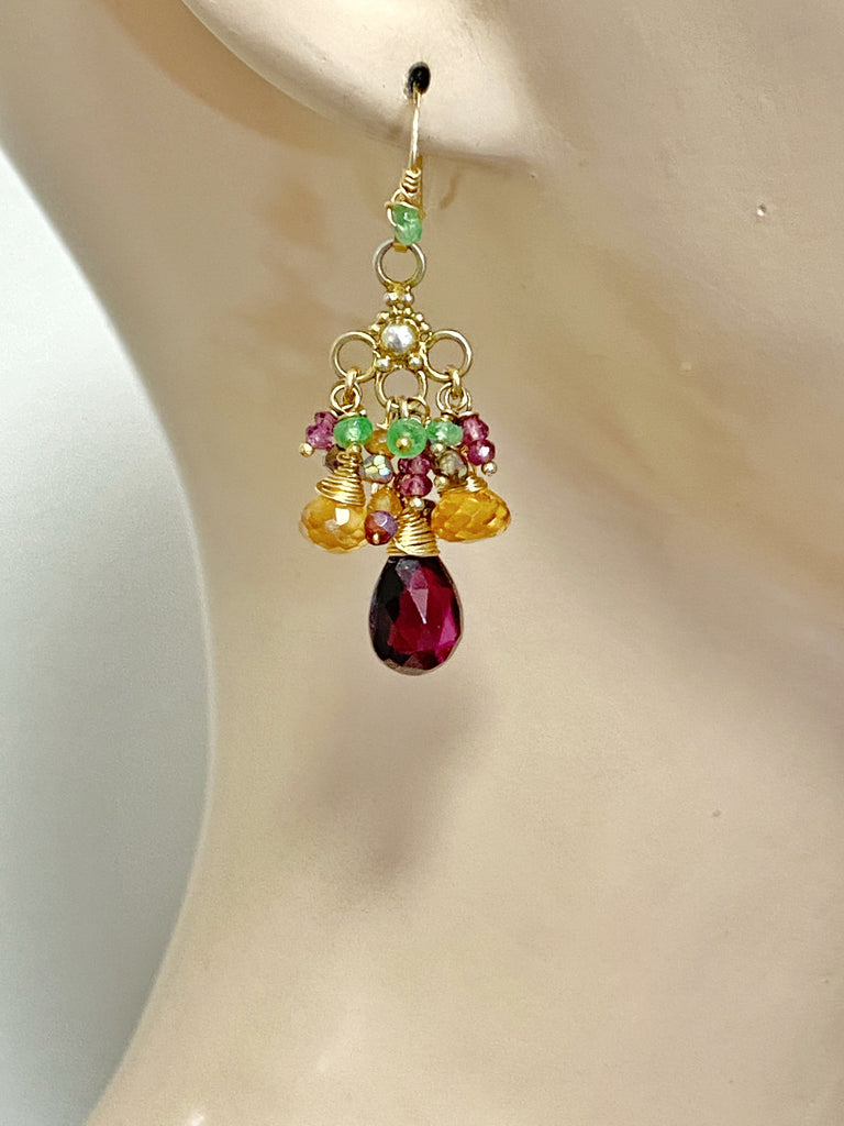 Garnet Chandelier Earrings Gold Vermeil