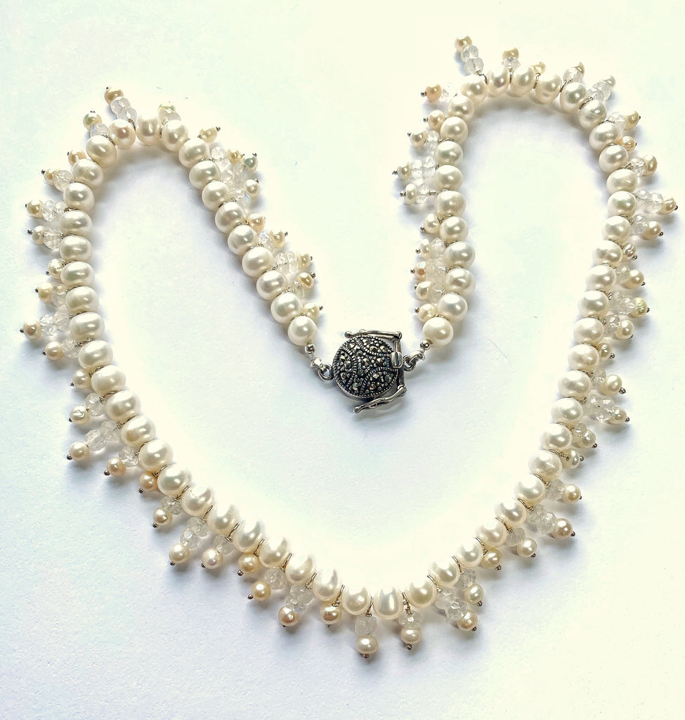 Pearl Moonstone Bridal Collar Necklace