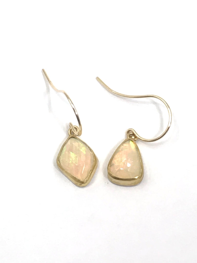 Ethiopian Opal Earrings, 22k Gold Dangle Earrings - doolittlejewelry