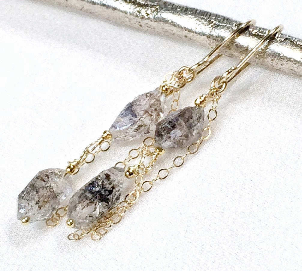 Herkimer Diamond Crystal Dangle Earrings