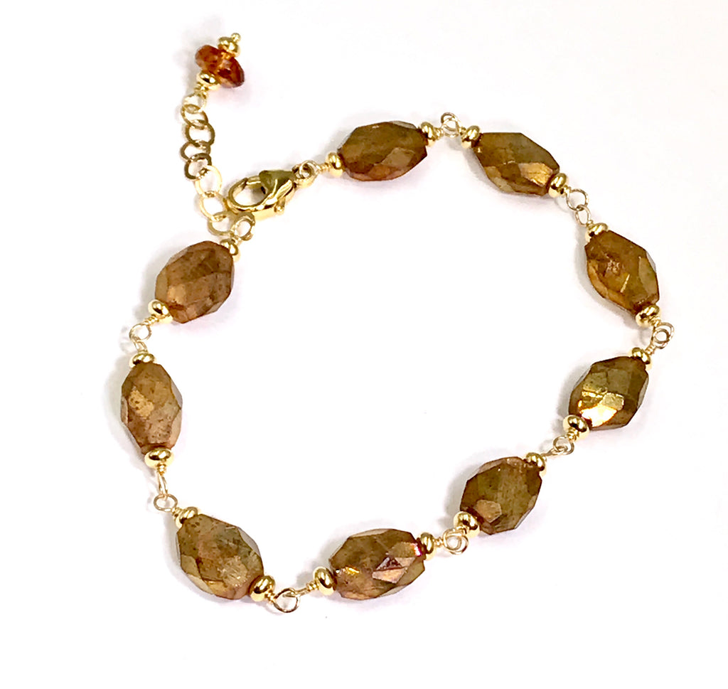 Mystic Gold Labradorite Gemstone Bracelet Wire Wrap 14kt Gold Fill 2 - doolittlejewelry