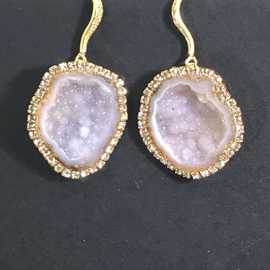 Ivory Tabasco Geode Earrings Diamond Bezel Style - doolittlejewelry