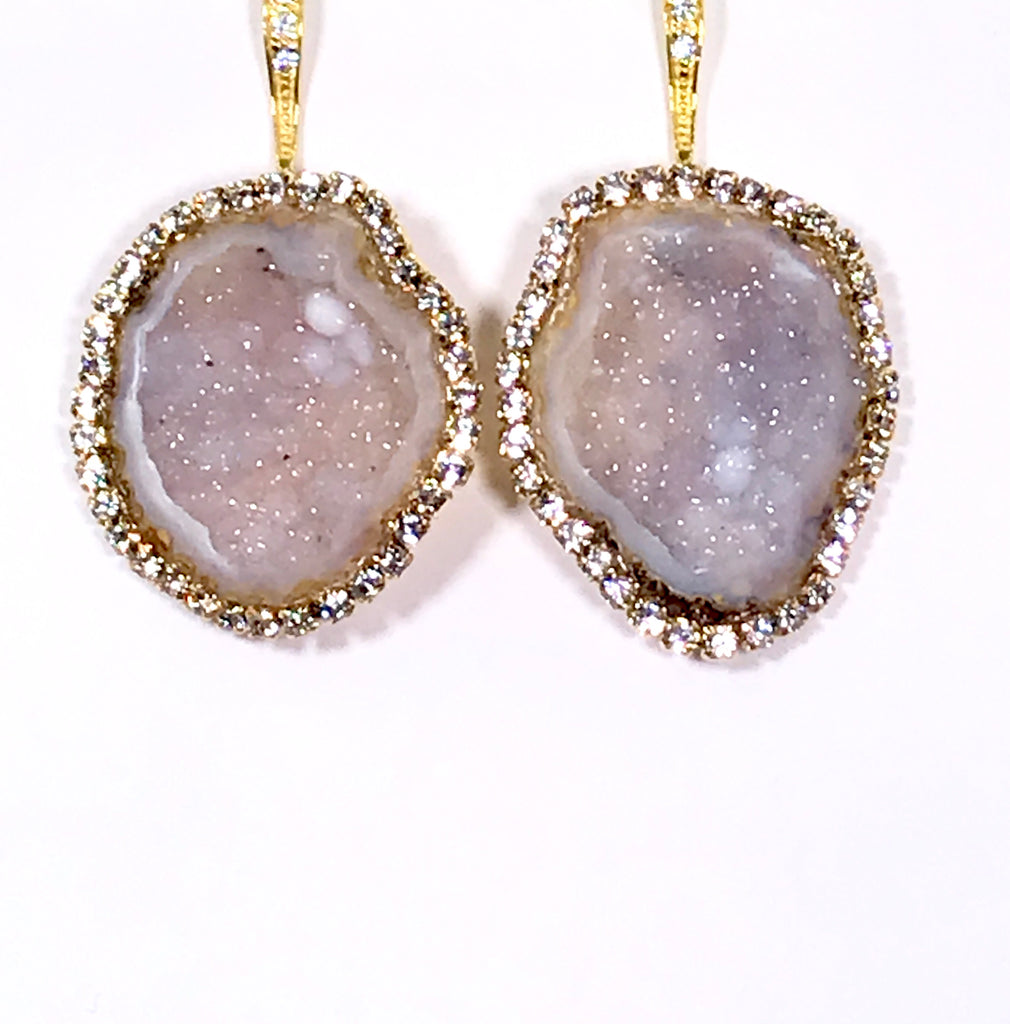 Ivory Tabasco Geode Earrings Diamond Bezel Style - doolittlejewelry