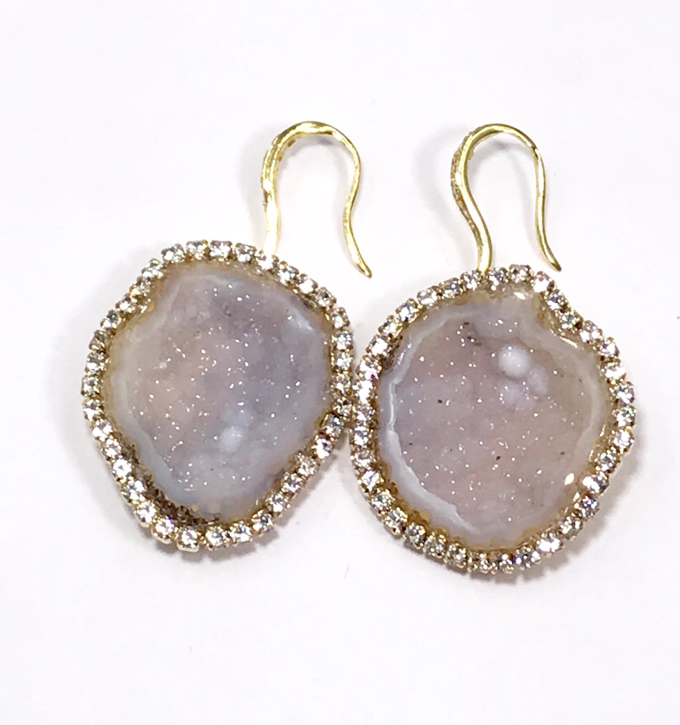 Ivory Tabasco Geode Earrings Diamond Bezel Style - doolittlejewelry