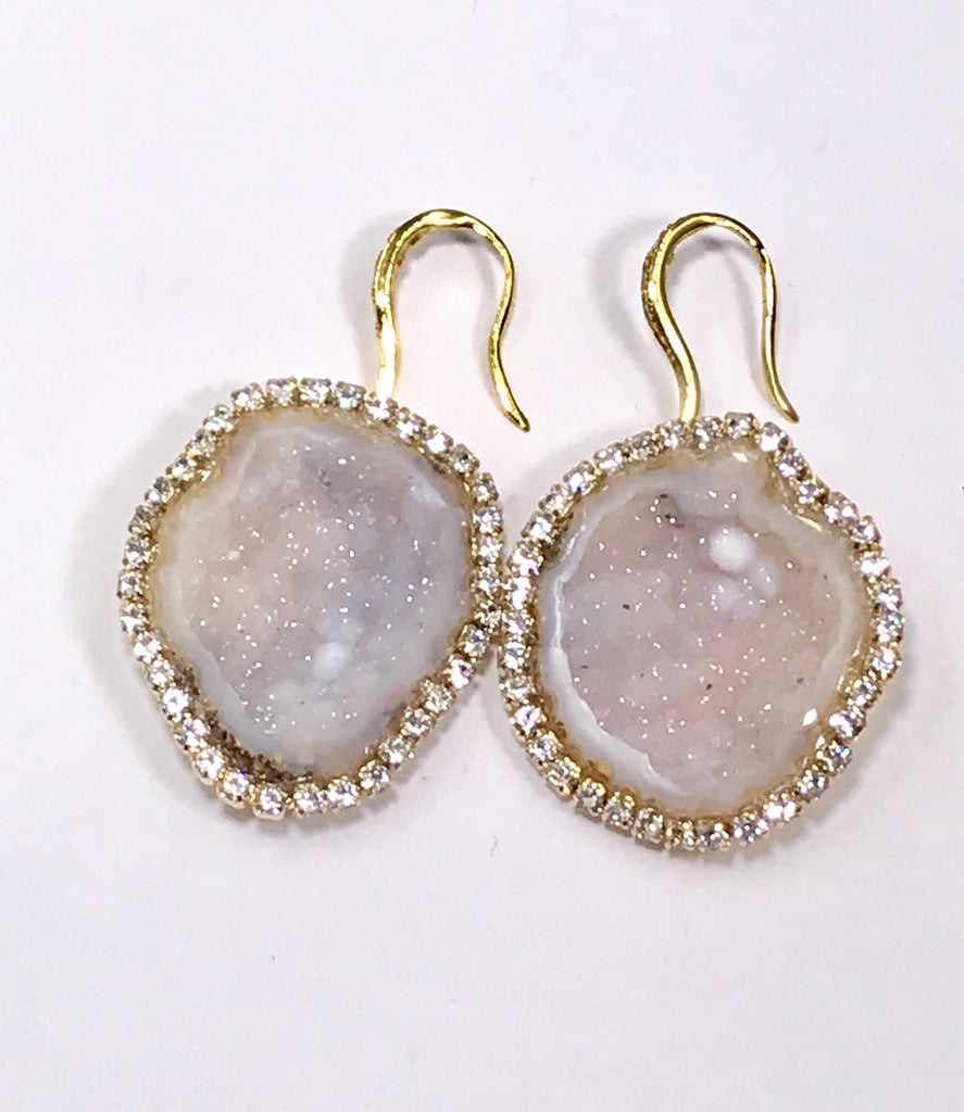 Ivory Tabasco Geode Earrings Diamond Bezel Style - doolittlejewelry