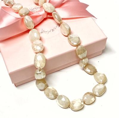 Ivory Mystic Moonstone Necklace Silk Knotted Sterling Silver