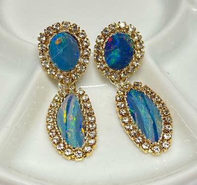 Boulder Opal and Diamond Pave Look Post Earring - Doolittle