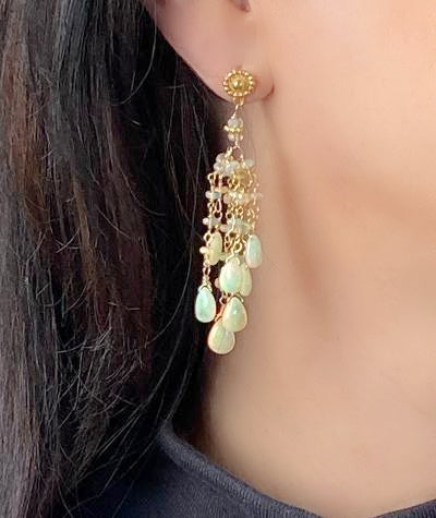 Ethiopian Opal Tassel Earrings