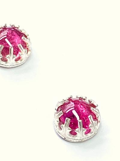 Pink Tourmaline Gemstone Stud Earrings Sterling Silver