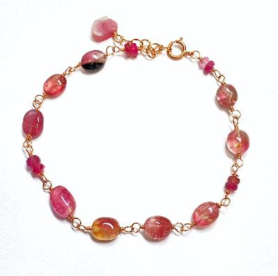 Pink Watermelon Tourmaline Bracelet Rose Gold