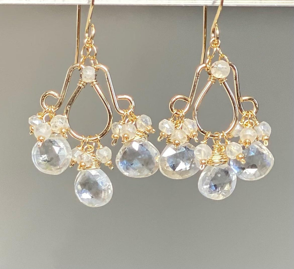 Mystic Crystal Quartz Chandelier Earrings Gold Fill