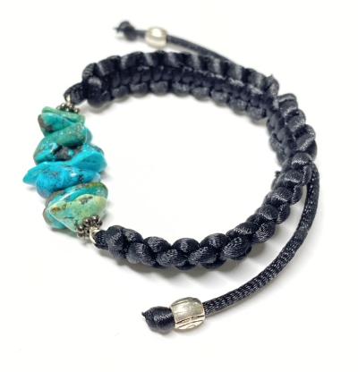 Turquoise Nugget Gemstone Black Macrame Bracelet Boho