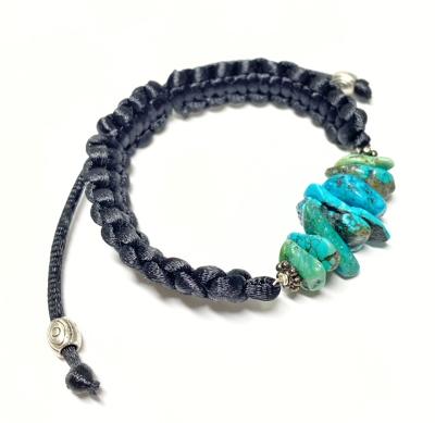 Turquoise Nugget Gemstone Black Macrame Bracelet Boho