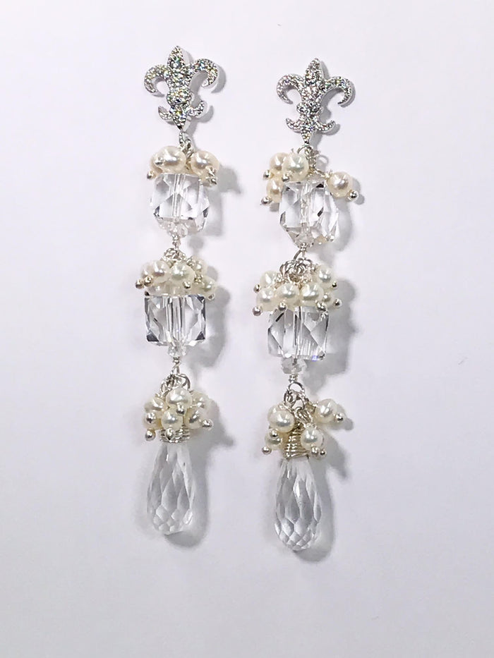 Rock Crystal Wire Wrap Cluster Earrings - doolittlejewelry