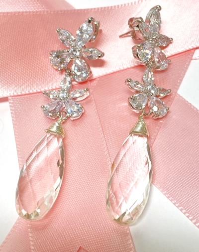 Crystal Drop Diamond Style Wedding Earrings